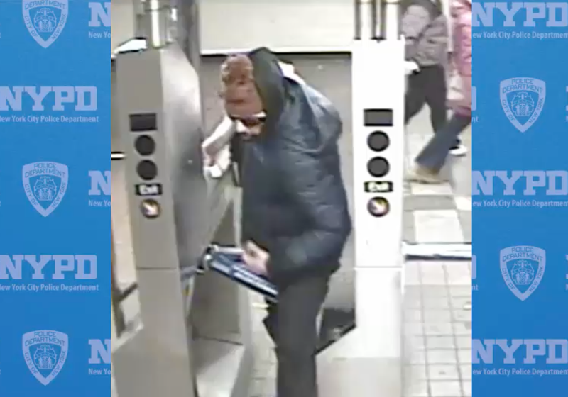 Video shows the suspect hopping a turnstile around the time of the attack