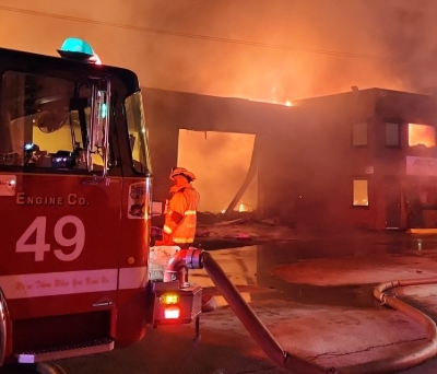 Firefights battle a fire