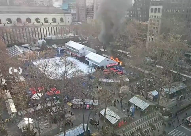 The fire appeared to be at a food stall within the park