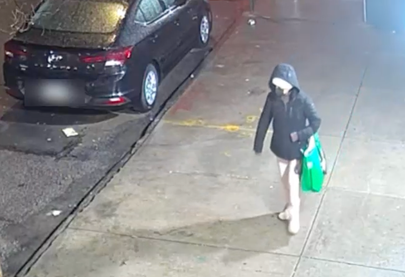 Video shows the person police believe dropped the infant off on a Bronx doorstep on Sunday morning