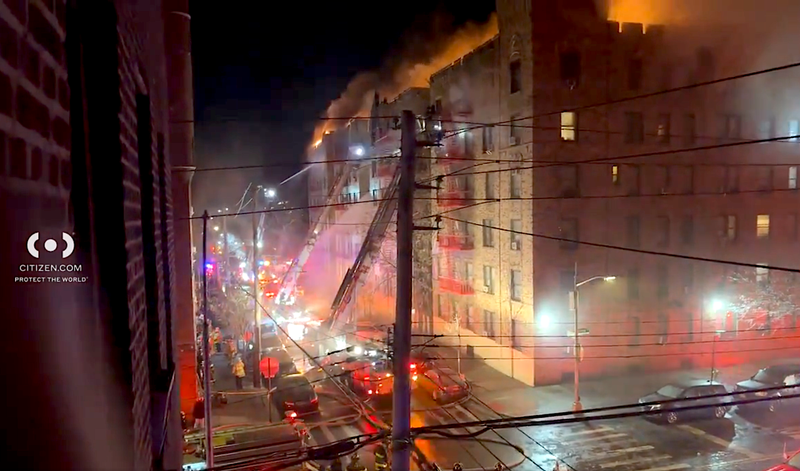 Nearly 200 FDNY members responded to the five-alarm blaze
