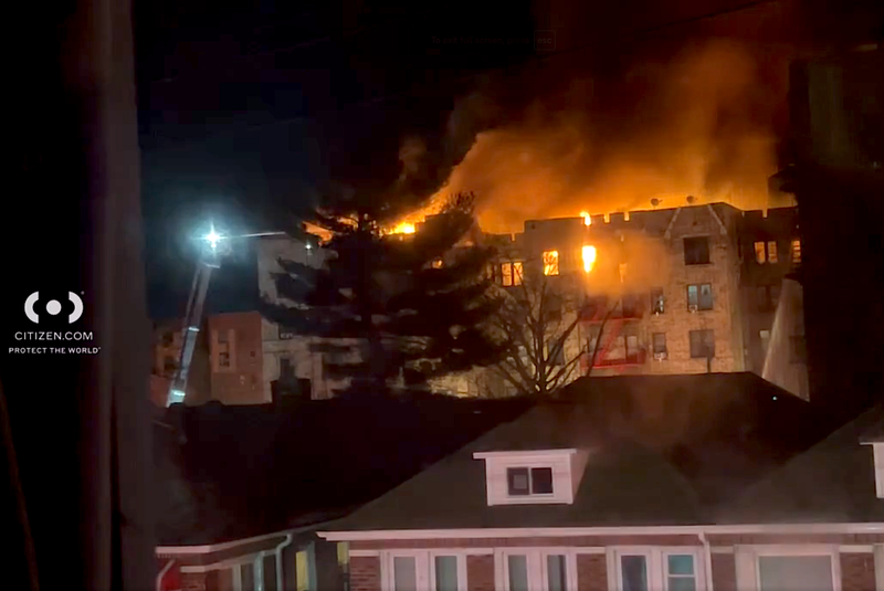 Firefighters battled the fire for hours early Friday