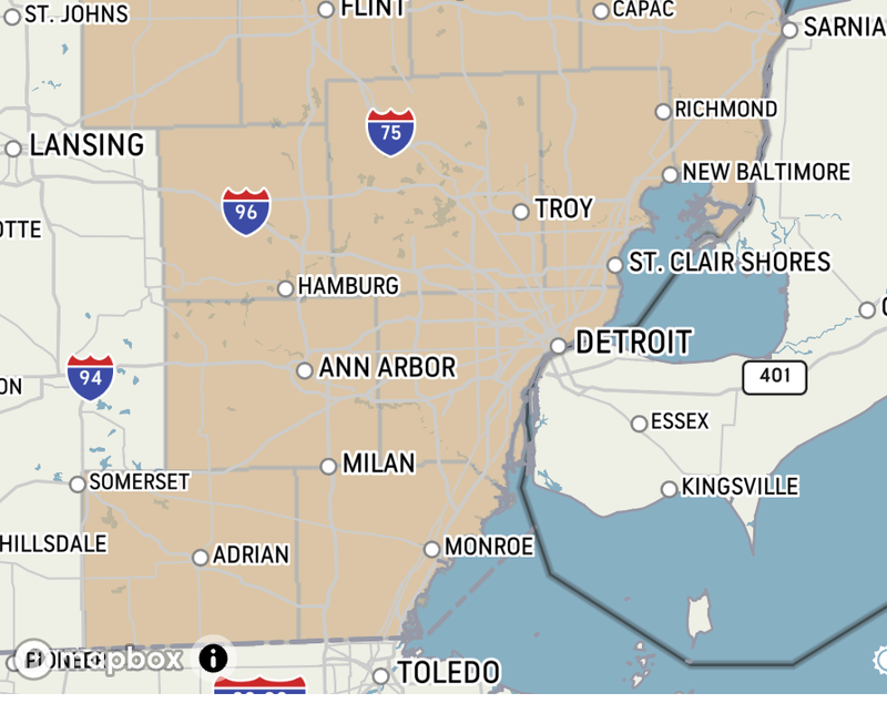 Map of southeast Michigan