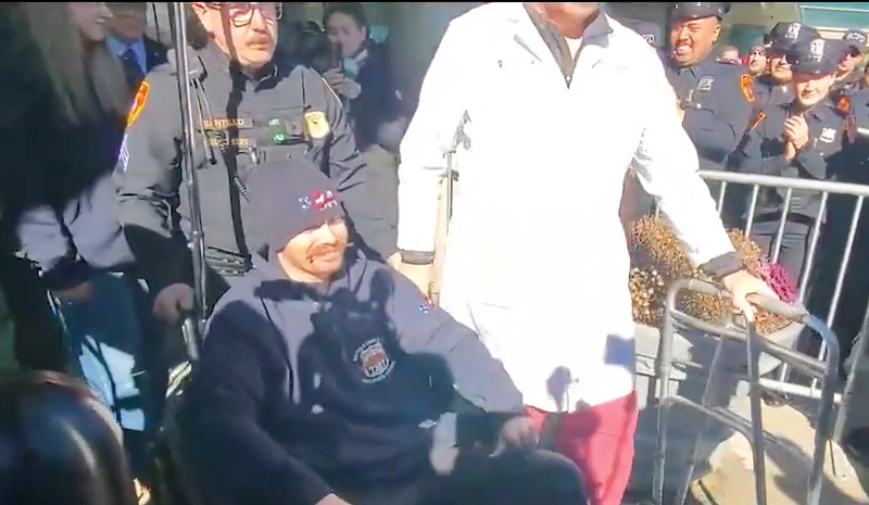 Suffolk highway patrol officer Brendan Gallagher, who was injured in an LIE crash, left the hospital on Jan. 27, 2025.