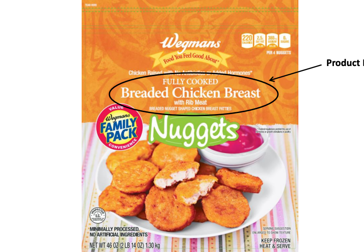 The frozen, fully cooked breaded chicken breast nugget product was produced on August 26, 2024