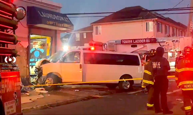 The van was smashed up against Laundry Corner on South Avenue on March 18