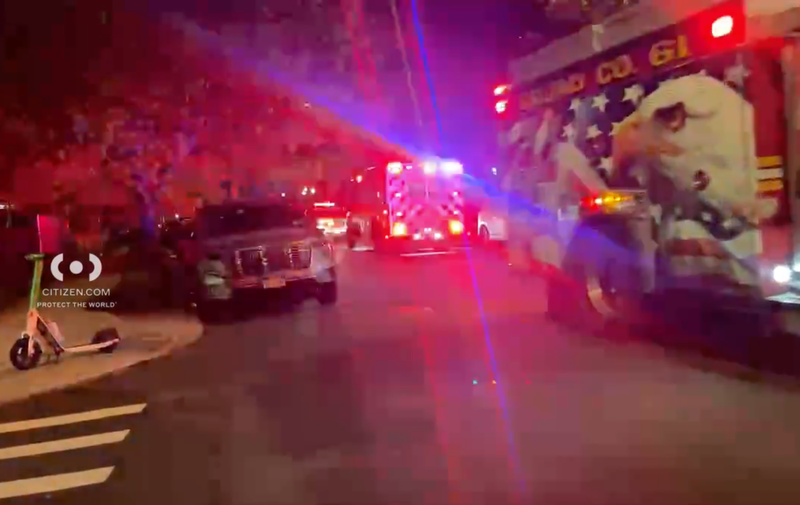 The man was taken to a hospital in critical condition, while his mom was not physically injured