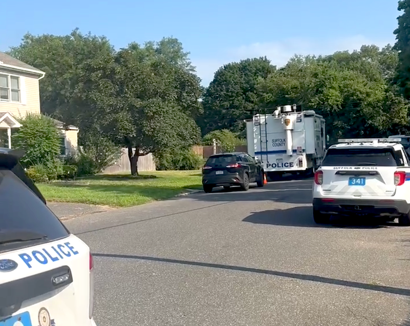 An officer was shot on New York Avenue in North Bay Shore as police investigated a body
