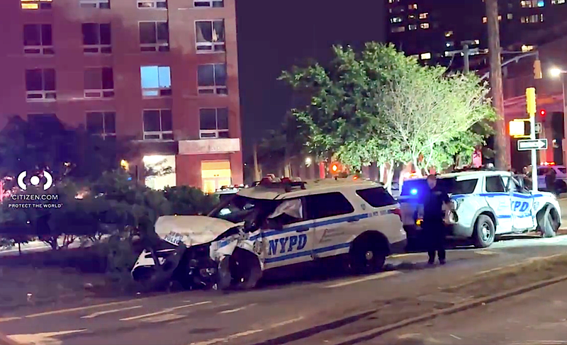 The two vehicles collided at Beach 35th Street and Rockaway Freeway in Far Rockaway on Monday night