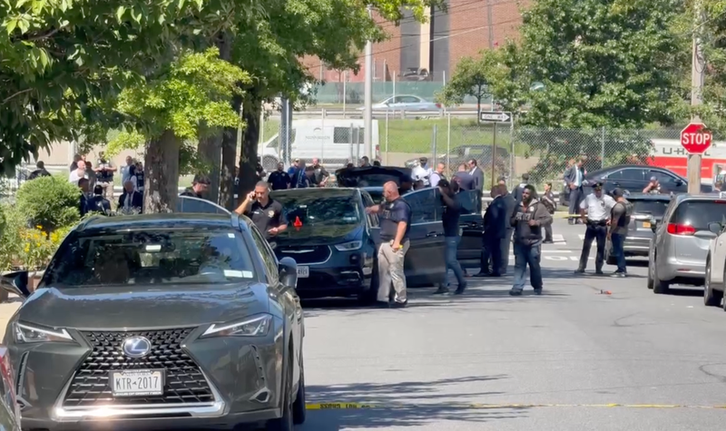 A heavy police presence was seen off the Whitestone Expressway