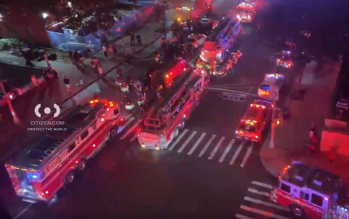 A couch caught on fire inside building hallway on the Upper West Side.