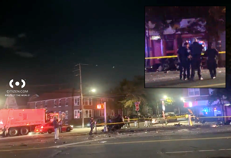 The driver crashed at Avenue J and Flatbush Avenue in Flatlands, splitting the vehicle in two and killing him, according to police and video from the scene