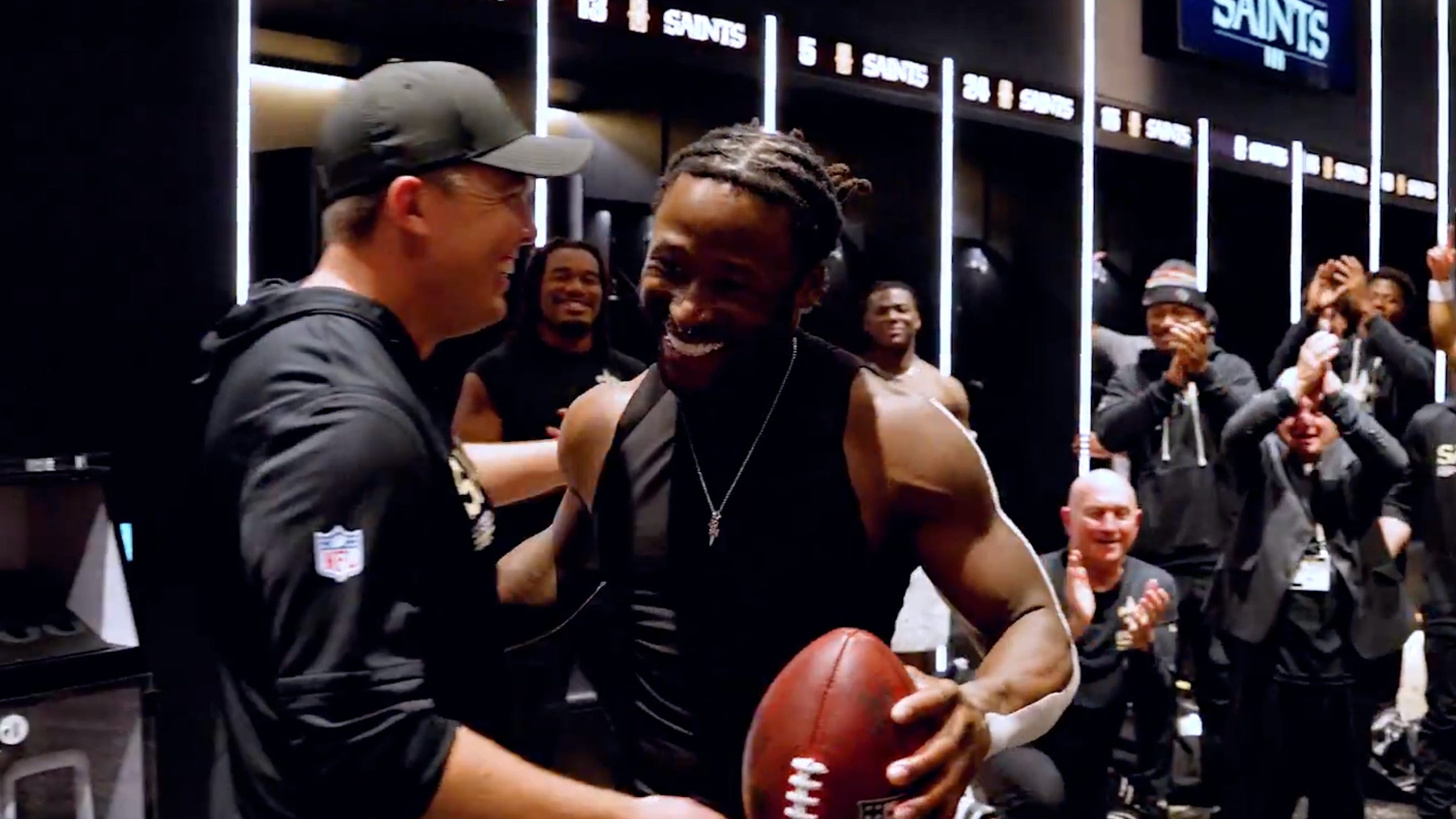 Watch: Kellen Moore gets game ball, club dub (finally) returns after Saints win