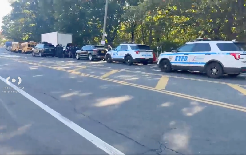 Police investigate at the scene of the sex crime on Thursday