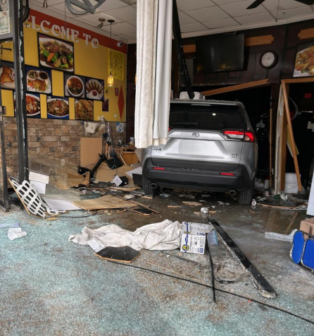 crash into restaurant 