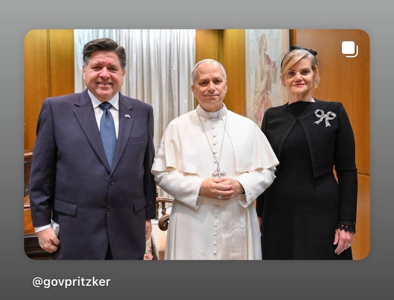 Illinois Governor J.B. Pritzker and wife M.K. with Pope Leo XIV.