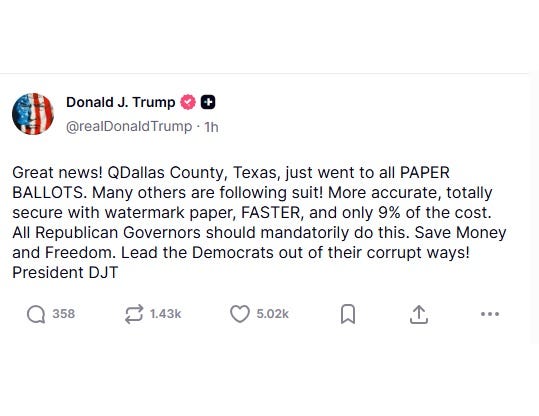 President Trump is claiming Dallas County has “gone to all PAPER BALLOTS,” but local election actions tell a more limited story. 