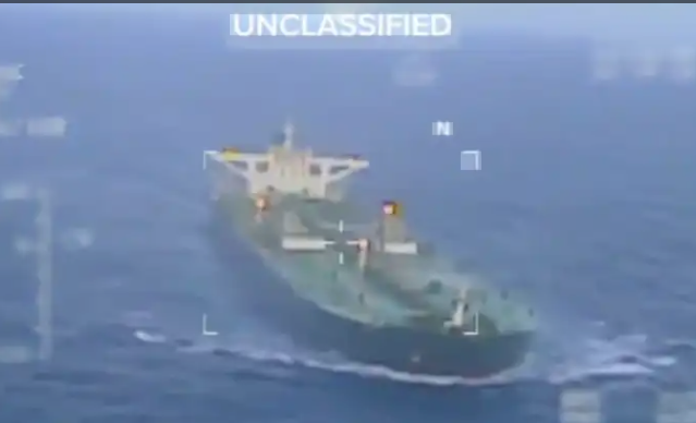 A Venezuelan oil tanker seized by U.S. authorities is anchored off the coast of Galveston as federal agencies review allegations that the vessel was part of a so-called “ghost fleet” used to move sanctioned oil.