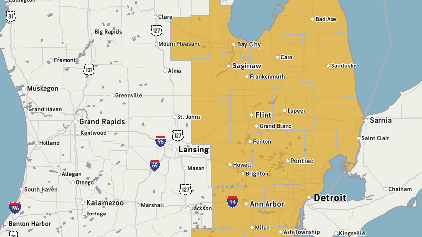 High Wind Warning in effect until 9PM Monday for all of Southeast Michigan, tens of thousands lose power