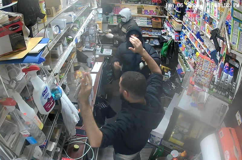 A masked and armed trio robbed a bodega in the Morrisania section of the Bronx on Tuesday, Jan. 6.