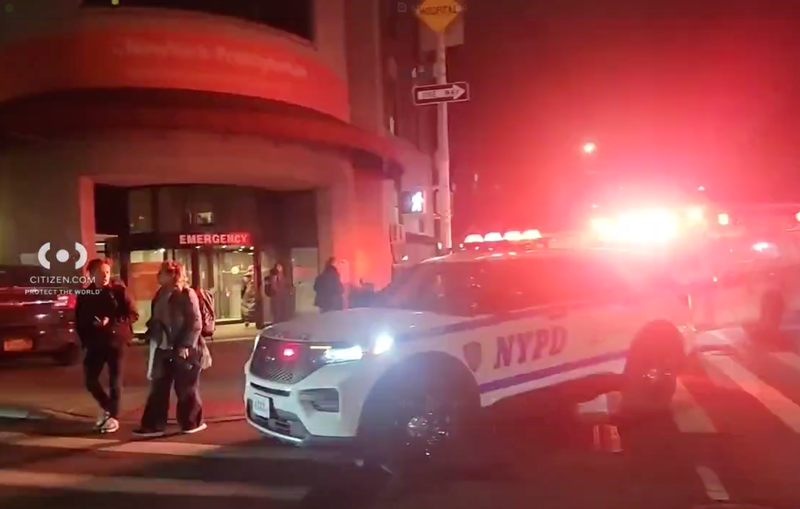 A man wielding a sharp object was shot by police inside a Brooklyn hospital on Thursday evening.