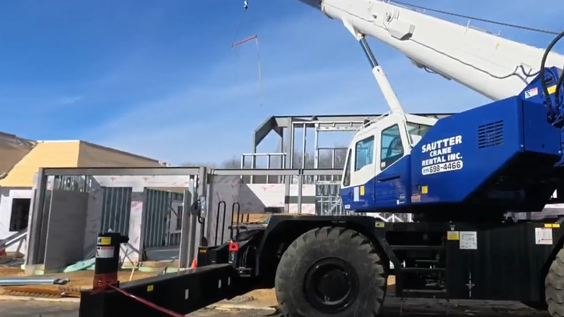 Construction equipment involved in building a homeless support center in Gloucester Township