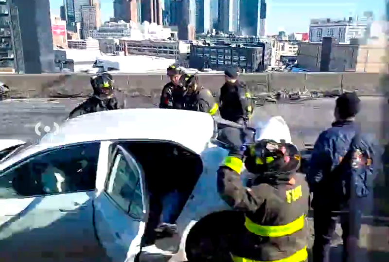 Four people were rushed to hospitals, one in critical condition and three in serious condition, the FDNY said