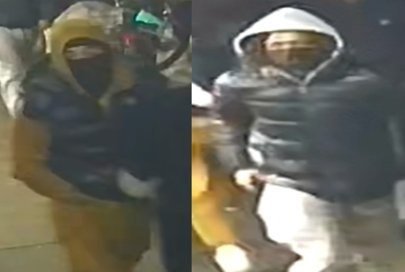 Police are searching for two men accused of robbing a boy, 14, of his jacket at knifepoint in Brooklyn.