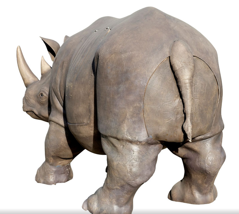 The mechanical rhinoceros used in Ace Ventura: When Nature Calls - the prop at the center of the film's most famous scene, in which Jim Carrey's character emerges from the rear of a fake rhinoceros - is being sold by Propstore as part of its Planet Hollywood Collection. 