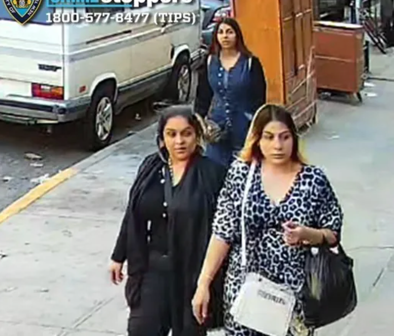 The trio used a coordinated tactic where two suspects would distract a female employee with conversation while the third person removed jewelry from unlocked display cases.