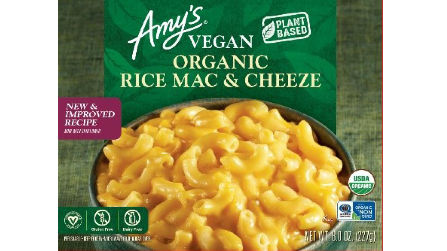Amy's Kitchen Vegan Organic Rice Mac & Cheeze recalled over trace milk