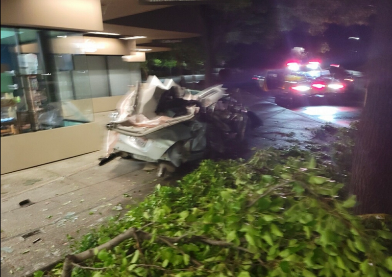 A car has been totaled after crashing through the storefront of a Santa Rosa coffee shop Thursday morning.