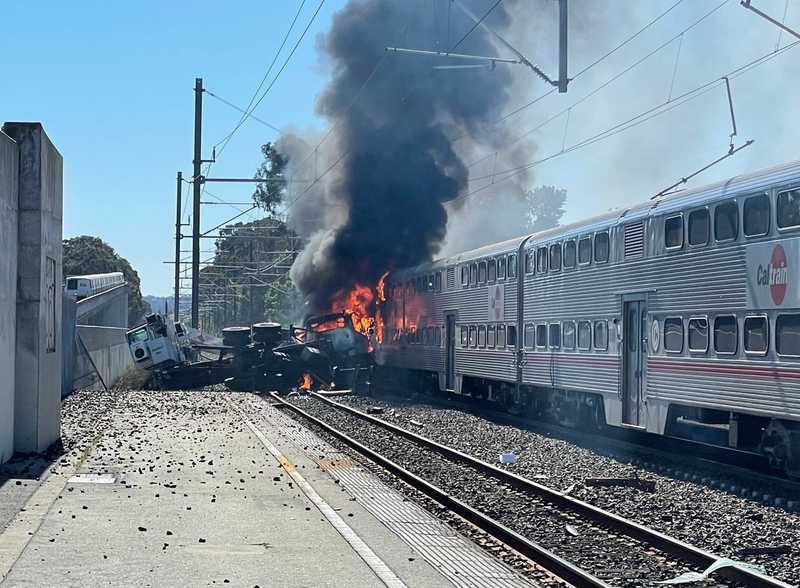 Photo of the scene just moments after the collision.