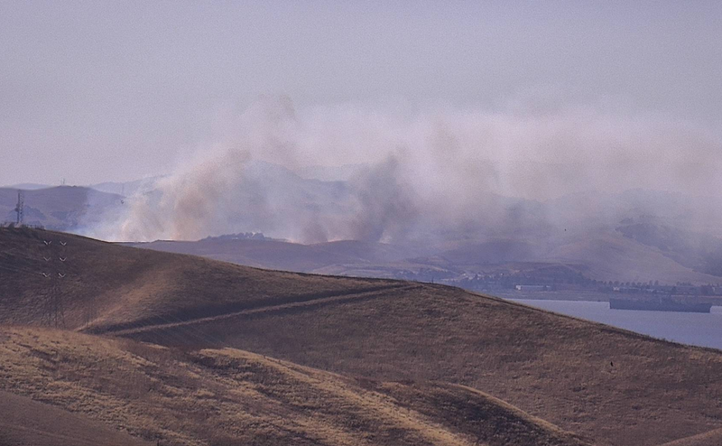 Smoke drifts from a three-alarm fire in Benicia on Wednesday afternoon.