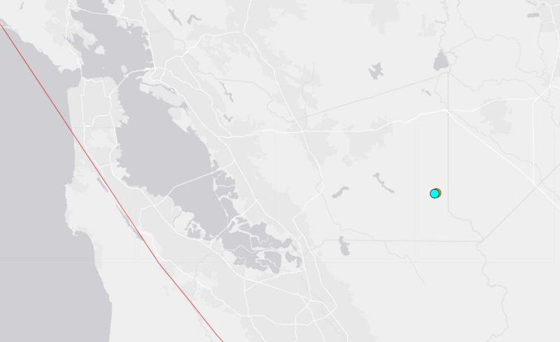 The location of two earthquakes in Alameda County on Tuesday and Wednesday.