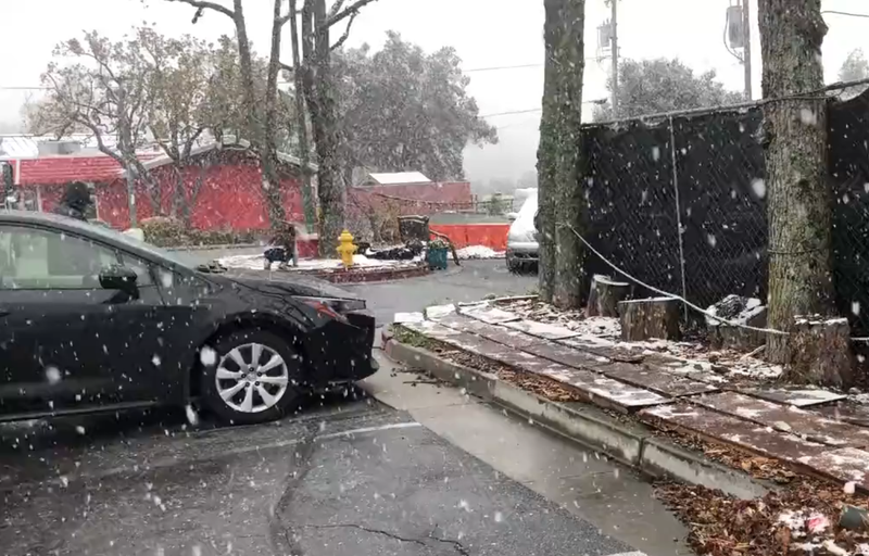 National Weather Service Meteorologist Roger Gass told KCBS Radio, snow has been seen at elevations as low as 500 feet.
