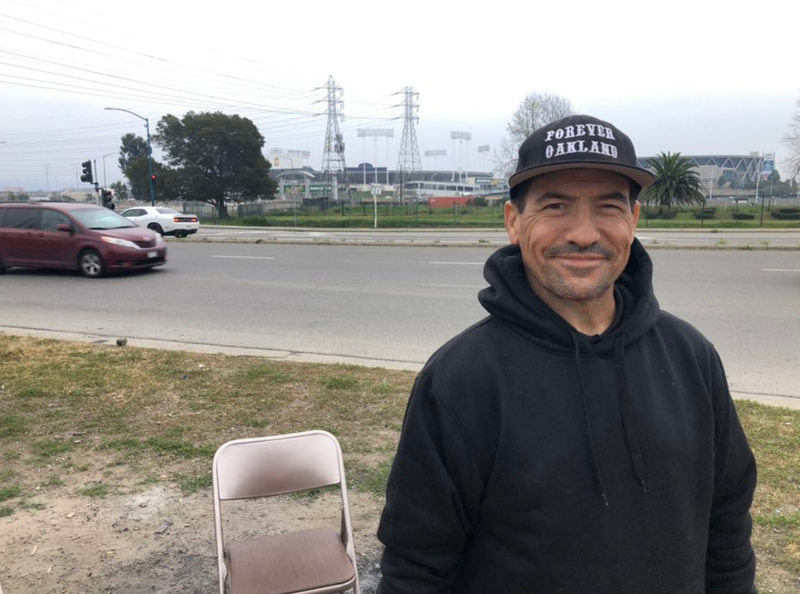 Griz Jones, seen outside the Oakland Coliseum before John Madden's public memorial service on Feb. 14, 2022.
