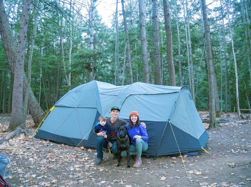 Brandon & Fiona Garlow with their two-year-old son and dog