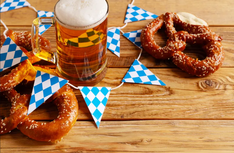 Oktoberfest pretzel and beer