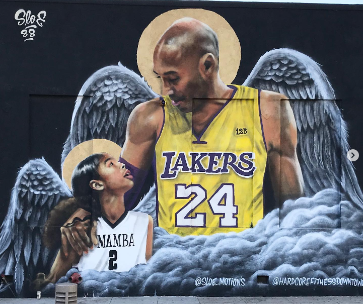 Bryant and his daughter Gianna, painted by @sloe_motions