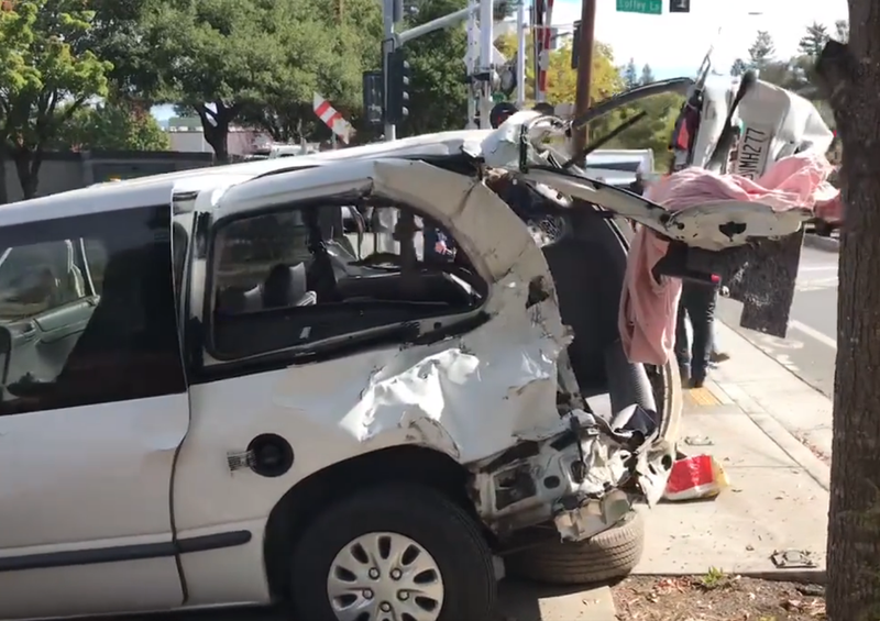 A Santa Rosa man driving a white minivan was hit by a SMART train Wednesday morning.
