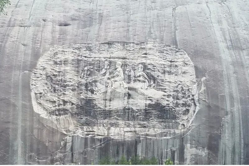 The carving measures 90 feet tall, 190 feet wide and 11 feet deep. It is larger than Mount Rushmore.