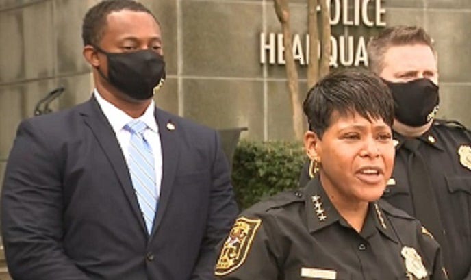 DeKalb County Police Chief Mirtha Ramos briefs the news media about the search for missing 1 year old Royalty Grisby