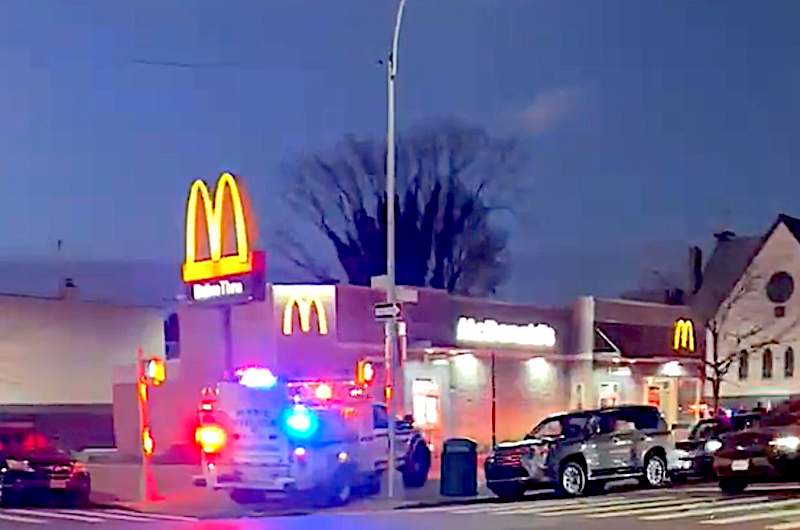 Police investigated at the McDonald's into Monday evening
