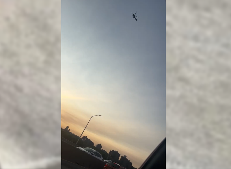 An NYPD helicopter was searching the Harlem River on Tuesday