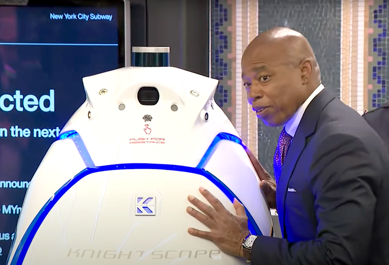 Mayor Eric Adams poses with the K5 during its September launch