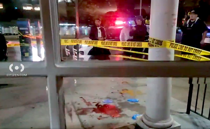 Blood was seen on a sidewalk about a block south of the bodega on Queens Boulevard on May 7, 2024