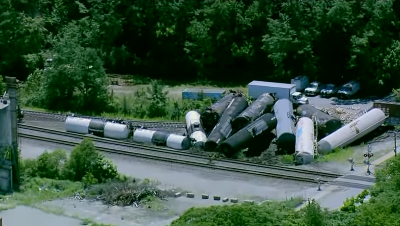 derailed freight train
