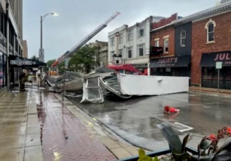 An image shared by the city of Joliet, which shows the damage from a tornado that swept through the area on July 15.