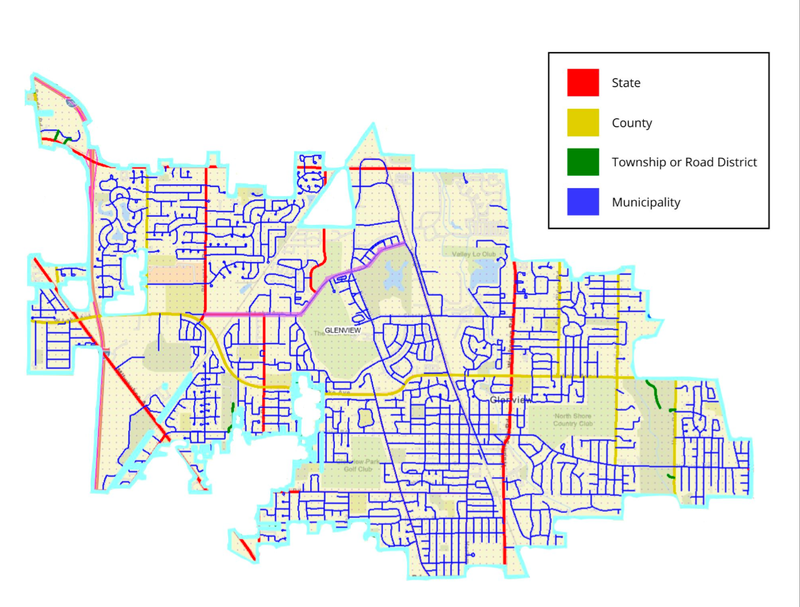 Glenview map with road jurisdictions